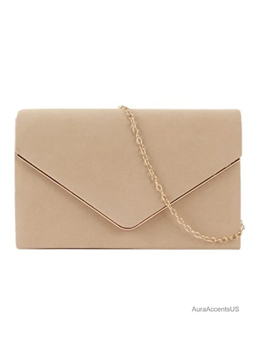 Suede Envelope Clutch with Detachable Chain Crossbody Handbag Party Prom